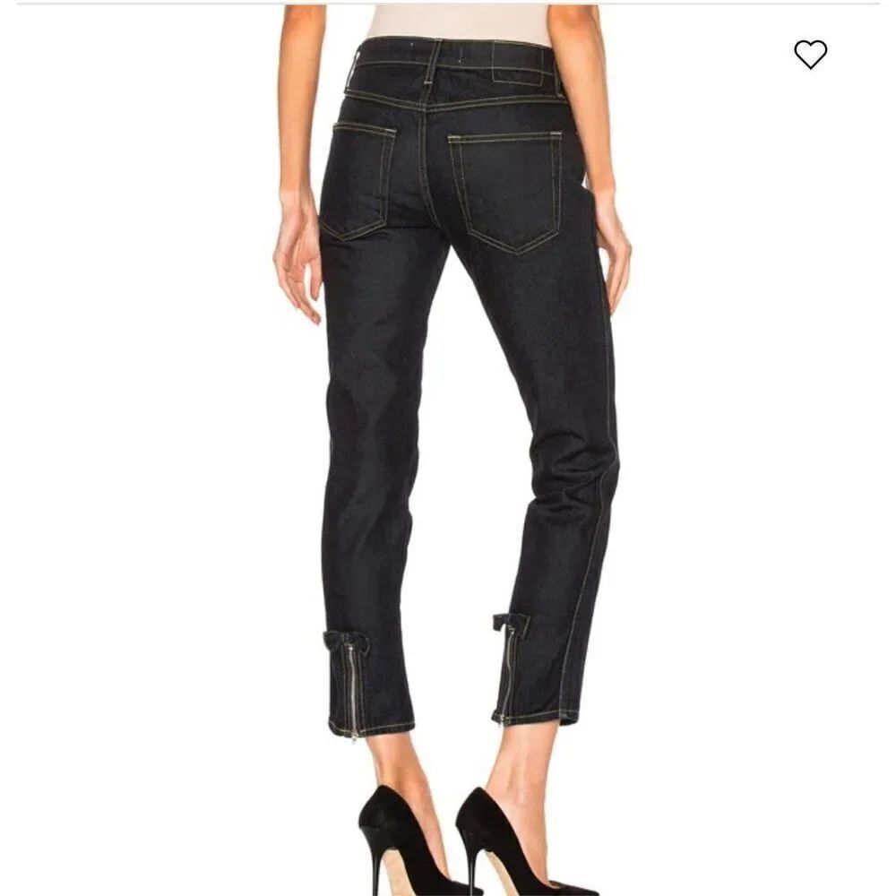 AMO No BOW Denim Crop Ankle Back Zipper SOFT RAW Denim 5 Pocket Zip Jeans Sz 30